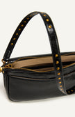 Crinkle Textured Shoulder Bag - Black
