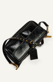 Crinkle Textured Shoulder Bag - Black
