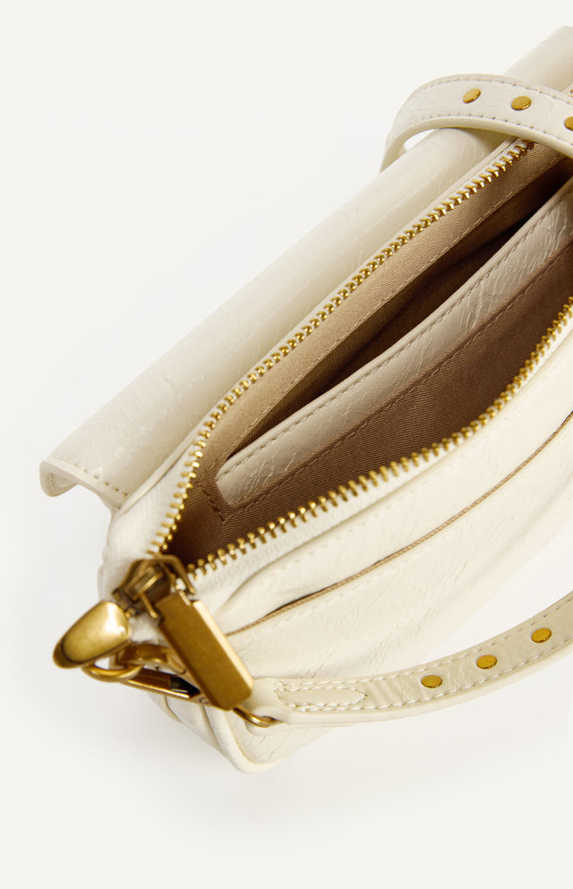 Crinkle Textured Shoulder Bag - Ivory