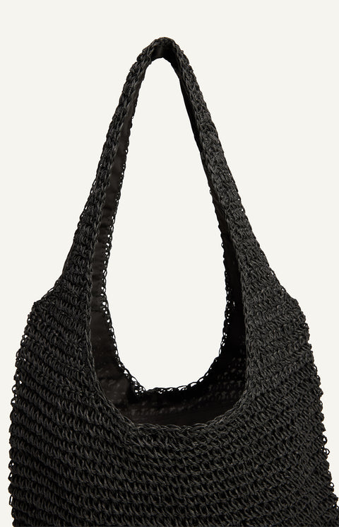Raffia Tote Bag - Black
