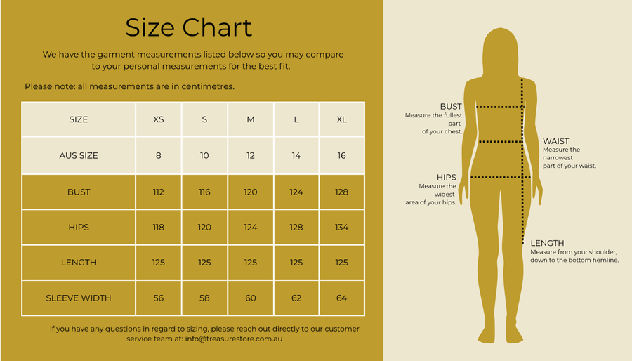 Size chart for White Palm Shirt Dress - Coffee