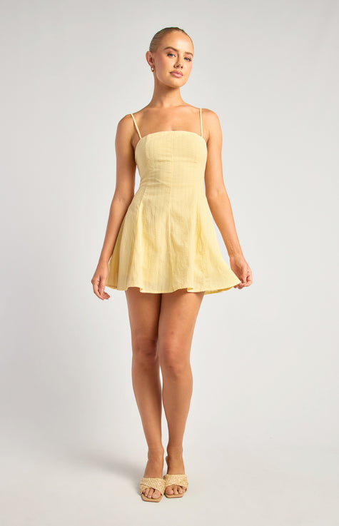 Lace Up Back Playsuit - Lemon