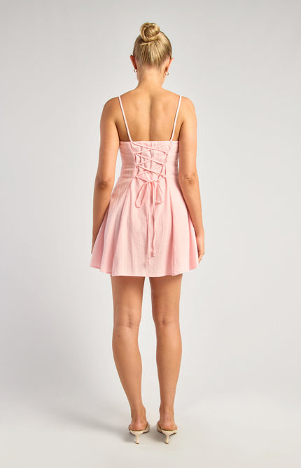 Lace Up Back Playsuit - Pink