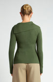 Side Button Fitted Knit - Moss