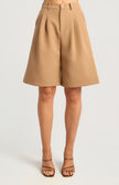 Bermuda Pleat Shorts - Camel