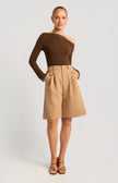 Bermuda Pleat Shorts - Camel