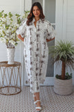White Palm Shirt Dress - Coffee
