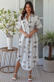 White Palm Shirt Dress - Coffee