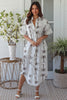 White Palm Shirt Dress - Coffee