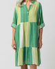 Stripe Tab Sleeve Dress - Green