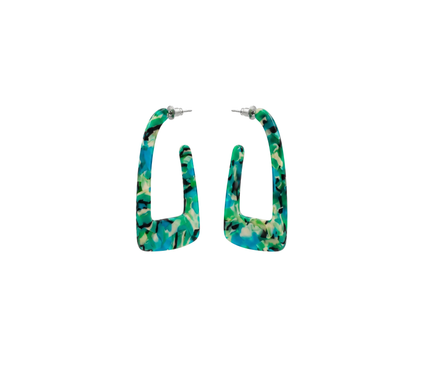 Abstract Square Hoop - Green Fleck