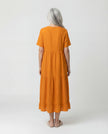 Button Front Tier Dress - Orange