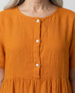 Button Front Tier Dress - Orange