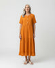 Button Front Tier Dress - Orange