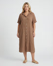 Dobby Shirt Dress - Biscotti