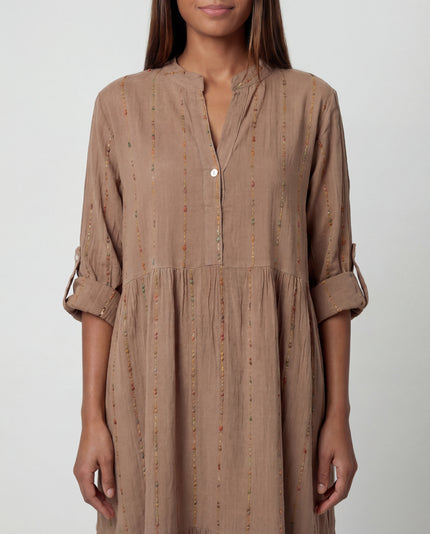 Dobby Tabslv Dress - Biscotti