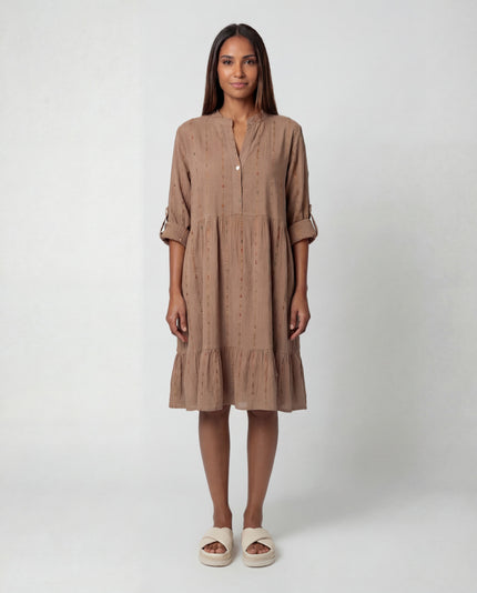 Dobby Tabslv Dress - Biscotti