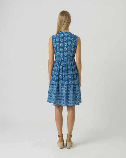 Sleeveless Drawstring dress - Blue