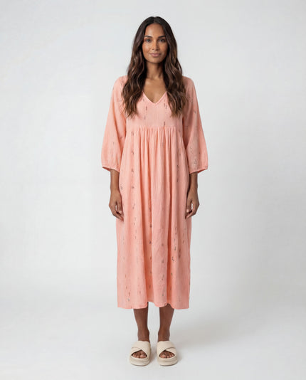 Lurex Rainbow Midi Dress - Shell Pink