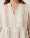 Lurex Striped TabSlv Dress - Cream