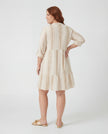 Lurex Striped TabSlv Dress - Cream