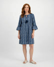Pintuck Frill Sleeve Dress - Navy