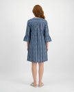 Pintuck Frill Sleeve Dress - Navy