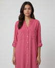 Pocket Shirt Dress - Raspberry