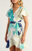 Floral Lace Trim Dress - Teal