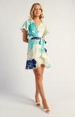 Floral Lace Trim Dress - Teal