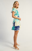 Floral Lace Trim Dress - Teal