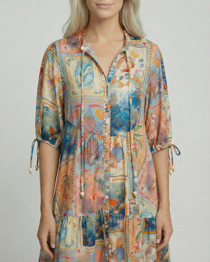 Seashell Yoke Front Mini Dress