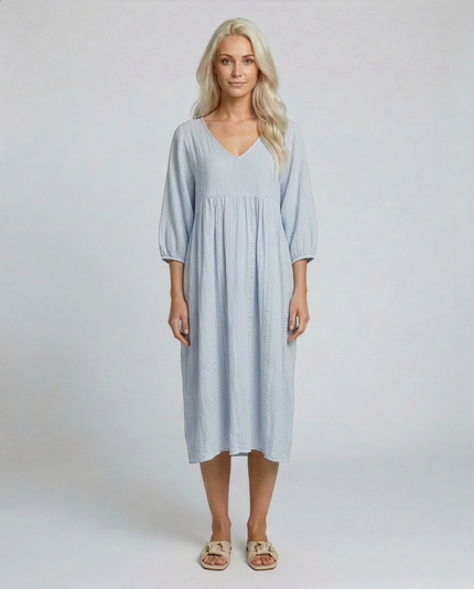 Sequin Midi Smock Dress - Sky