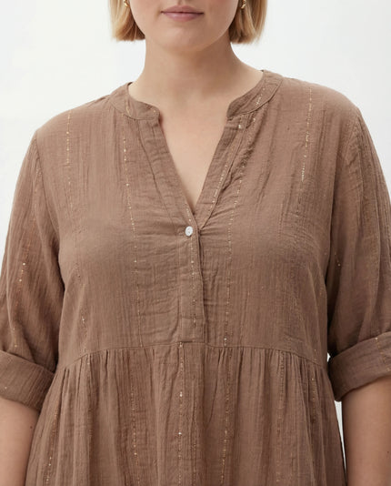 Sequin Dobby TabSlv Dress - Biscotti