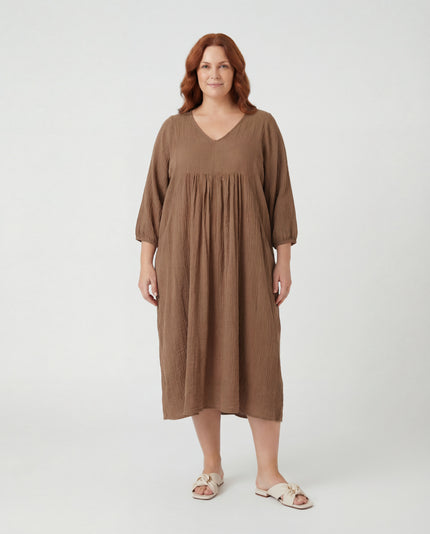 Sequin Midi Smock Dress - Biscotti