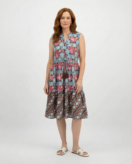 Sleeveless Drawstring Dress - Brown