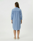 Stripe Shirred Cuff Shirt Dress