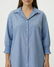 Stripe Shirred Cuff Shirt Dress