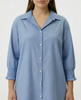 Stripe Shirred Cuff Shirt Dress
