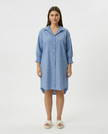 Stripe Shirred Cuff Shirt Dress