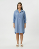 Stripe Shirred Cuff Shirt Dress