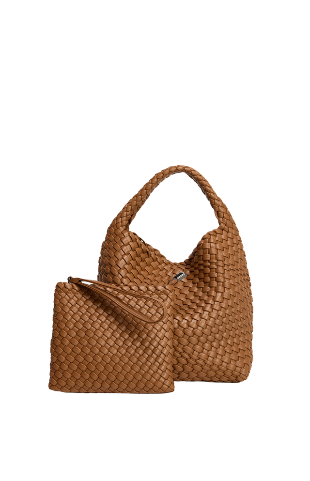 Woven Handbag with Pouch - Tan
