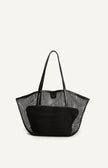Netted Tote Bag with Pouch - Black