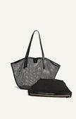 Netted Tote Bag with Pouch - Black